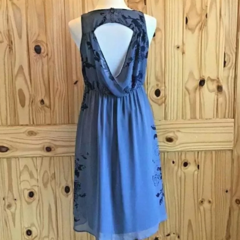 ANTHROPOLOGIE PINS & NEEDLES BLUE PRINT DRESS - Picture 4 of 5